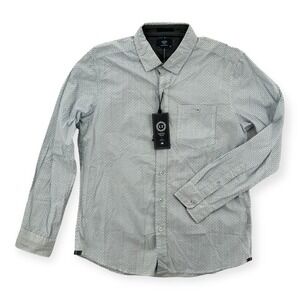 Level Ten Dress Shirt Mens Medium Blue White Cotton Long Sleeve NEW